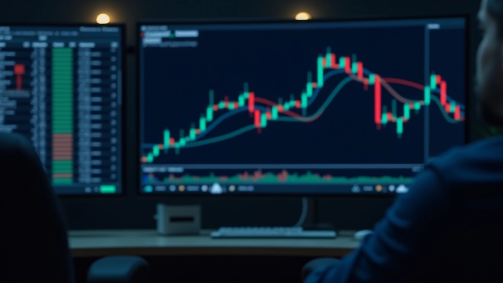 Gráfico de análise de mercados financeiros com linhas de tendência e velas japonesas em tempo real